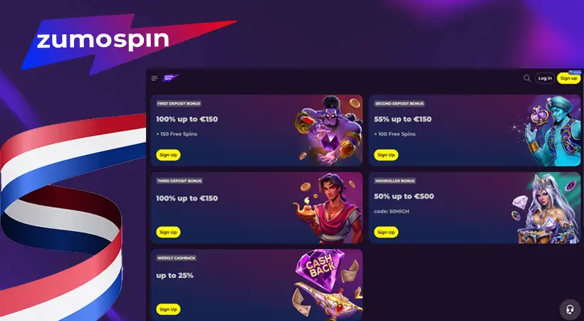Zumospin Casino: Login en Ontvang €150 en 150 Gratis Spins!